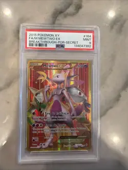 2015 POKEMON XY BREAKTHROUGH PORTUGUESE-SECRET #164 FULL ART/MEWTWO EX PSA 9 - Image 1