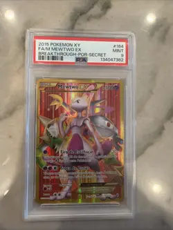 2015 POKEMON XY BREAKTHROUGH PORTUGUESE-SECRET #164 FULL ART/MEWTWO EX PSA 9 - Image 2