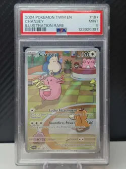 Chansey Twilight Masquerade #187/167 Illustration Rare Pokemon PSA 9 MINT - Image 1