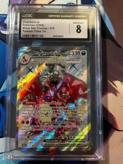 Charizard EX CGC 8 Pokemon 2024 Black Star Promo 074 Paldean Fates Tin - Image 1