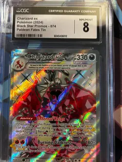 Charizard EX CGC 8 Pokemon 2024 Black Star Promo 074 Paldean Fates Tin - Image 2