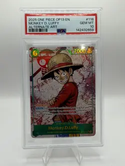 2025 ONE PIECE MONKEY D LUFFY OP13-118 CARRYING ON HIS WILL SEC ALT ART PSA 10 - Image 1