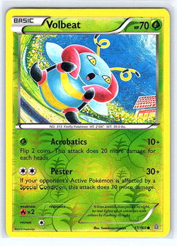 Volbeat [Reverse Holo] 17/160 Primal Clash LP Pokemon Card - Image 1