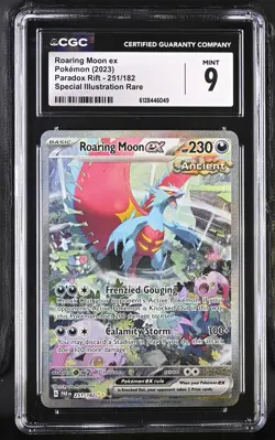CGC 9 Roaring Moon ex 251/182 SIR Paradox Rift Pokemon Card - Image 1