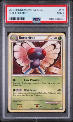 2010 POKEMON HEARTGOLD & SOULSILVER #16 BUTTERFREE PSA 9 - Image 1