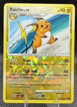 Pokemon Card Raichu 3/17 Cracked Ice Reverse Holo POP Series 9 - MP - Image 1