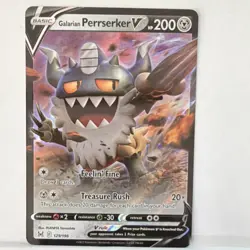 Pokemon TCG Galarian Perrserker V 129/196 Lost Origin Holo Ultra Rare - Image 1