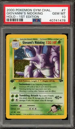 Pokemon Giovanni's Nidoking Gym Challenge 1st Edition Holo Rare #7 PSA 10 - Image 1