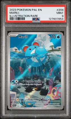 2023 POKEMON PAL EN-PALDEA EVOLVED ILLUSTRATION RARE #204 MARILL PSA 9 - Image 1