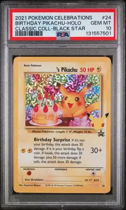 2021 POKEMON CELEBRATIONS CLASSIC COLL #24 BIRTHDAY PIKACHU-HOLO PSA 10 - Image 1