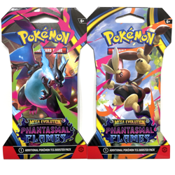 2 x Sealed Sleeved Pokemon TCG Phantasmal Flames Booster Packs Mega Evolution - Image 1