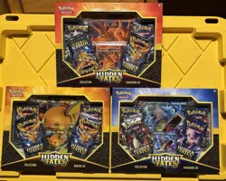 Lot of 3 Pokemon Hidden Fates GX Collection Boxes – Sealed Set – Charizard Etc. - Image 1