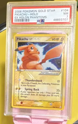 Pokemon Pikachu Star Gold Star Holo EX Holon Phantoms 104/110 PSA 7 - Image 1