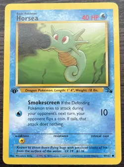 1st Edition Horsea 49/62 Pokemon TCG WOTC Base Set Fossil MINT - Image 1