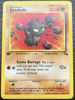 1st Edition Geodude 47/62 Pokemon TCG WOTC Base Set Fossil Common MINT NM - Image 1