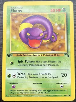 1st Edition Ekans 46/62 Pokemon TCG WOTC Base Set Fossil MINT - Image 1