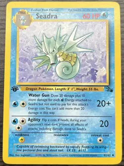 1st Edition Seadra 42/62 Pokemon TCG WOTC Base Set Fossil Uncommon MINT NM - Image 1