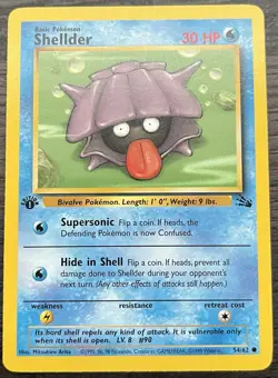 Shellder 54/62 Pokemon TCG WOTC Base Set Fossil Common Light Play LP - Image 1