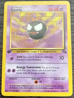 1st Edition Gastly 33/62 Pokemon TCG WOTC Base Set Fossil Light Play LP - Image 1