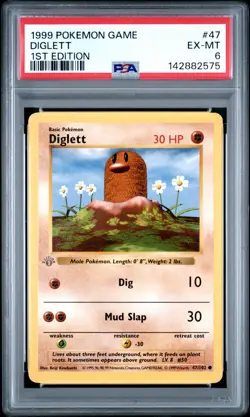 1999 POKEMON BASE SET 1ST EDITION #47 DIGLETT PSA 6 - Image 1