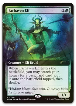 Farhaven Elf (Extended Art) #766 (Foil) (NM) Secret Lair Drop SLD Magic MTG - Image 1