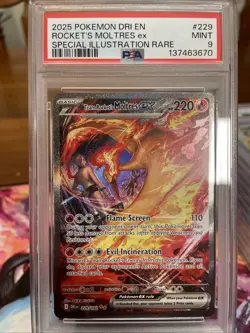 Pokemon TCG Team Rockets Moltres EX Card 229/182 PSA Mint 9 - Image 1