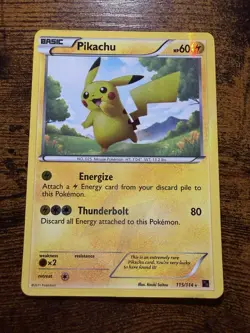 Pokemon Pikachu TCG Black White Holo Card 115/114 - Image 1