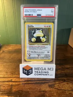 1999 Pokemon Jungle Snorlax Holo Rare Unlimited, 11/64, PSA 7 NM - Image 1