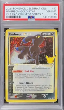2021 Pokemon 25th Celebrations Umbreon Classic Gold Star 17/17 PSA 10 - Image 1