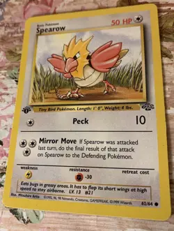 Pokemon TCG Spearow 62/64 Base Set 1st Edition 50 HP Common WOTC English - Image 1