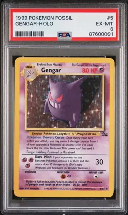1999 POKEMON FOSSIL #5 GENGAR-HOLO PSA 6 - Image 1