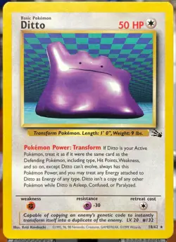 Pokemon TCG Ditto 18/62 Fossil (English) Vintage Regular Non Holo Rare WOTC LP - Image 1