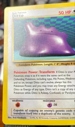 Pokemon TCG Ditto 18/62 Fossil (English) Vintage Regular Non Holo Rare WOTC LP - Image 2
