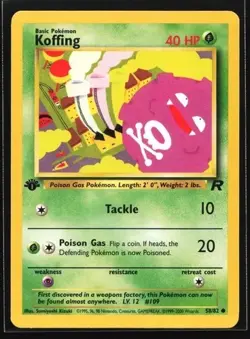POKEMON 1ST EDITION TEAM ROCKET KOFFING 58/82 WOTC NINTENDO 2000 LP CONDITION - Image 1