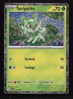 Pokemon TCG Sprigatito 001/015 McDonalds 2023 Holo Rare LP. - Image 1
