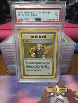 2000 POKEMON GYM HEROES #17 LT. SURGE-HOLO PSA 7 - Image 1