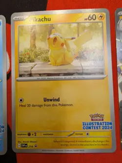 Pokemon Set 2024 Illustration Contest TCG PROMO Cards PIKACHU SVP214 - Image 3