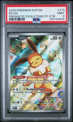 PSA 9 Eevee Prismatic Evolutions Pokemon Center Stamped ETB Promo #173 - Image 1