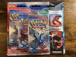 2014 Pokemon TCG Yveltal Pin 3-Pack Blister w/ XY Base Booster Packs - Image 1