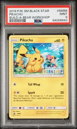Build a Bear Pokemon Card Pikachu SM86 Promo Trading Card TCG PSA 9 Graded - Image 1