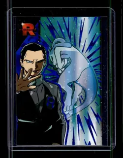 Pokemon Giovanni & Mew 2 - Blue Ice Crackle Holo - Team Rocket Card Database - Image 1