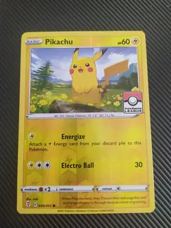 Pikachu Evolving Skies Reverse Holo 049/203 Pokemon League Stamp Promo - Image 1