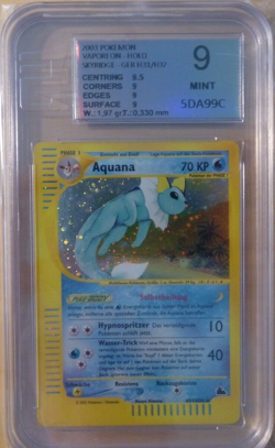 CCG 5 Pokemon Skyridge Crystel Holo Aquana H31/H32 Deutsch EGS/BGS 9.0 II - Image 1