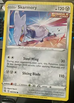 Pokemon TCG Skarmory Single Strike Fusion Strike 182/264 CRIMP ERROR - Image 1