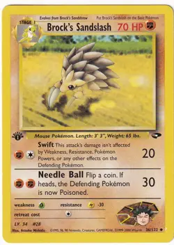 Brock's Sandslash 36/132 Gym Challenge Pokemon 1st Edition Near Mint / LP - Image 1