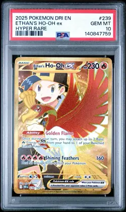 PSA 10 ETHAN'S HO-OH EX #239 HYPER RARE GOLD 2025 POKEMON DRI EN DESTINED RIVALS - Image 1