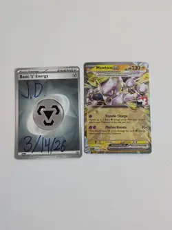 Mewtwo EX Tera Pokemon Card Double Rare PAR 058/182 G Play! Prize Pack NM - Image 2