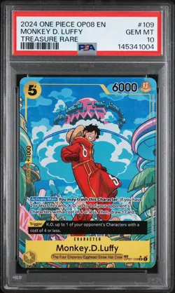 2024 One Piece OP08-Two Legends Monkey D. Luffy #109 Treasure Rare PSA 10 - Image 1