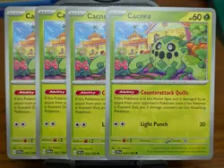 Pokemon TCG Scarlet & Violet Base Cacnea 005/198 x4 Playset - Image 1