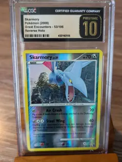 2008 Pokemon Great Encounters Skarmory Reverse Holo #53 CGC Pristine 10 - Image 1